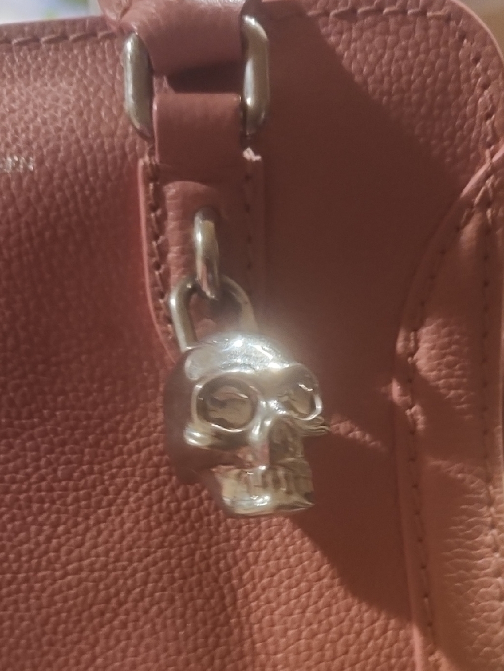 Alexander McQueen Pink Leather Mini Satchel with Silver Skull Charm - Picture 8 of 15